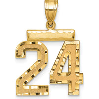 14K Yellow Gold Medium Diamond-Cut Number 24 Pendant Charm by Oro Pregiato