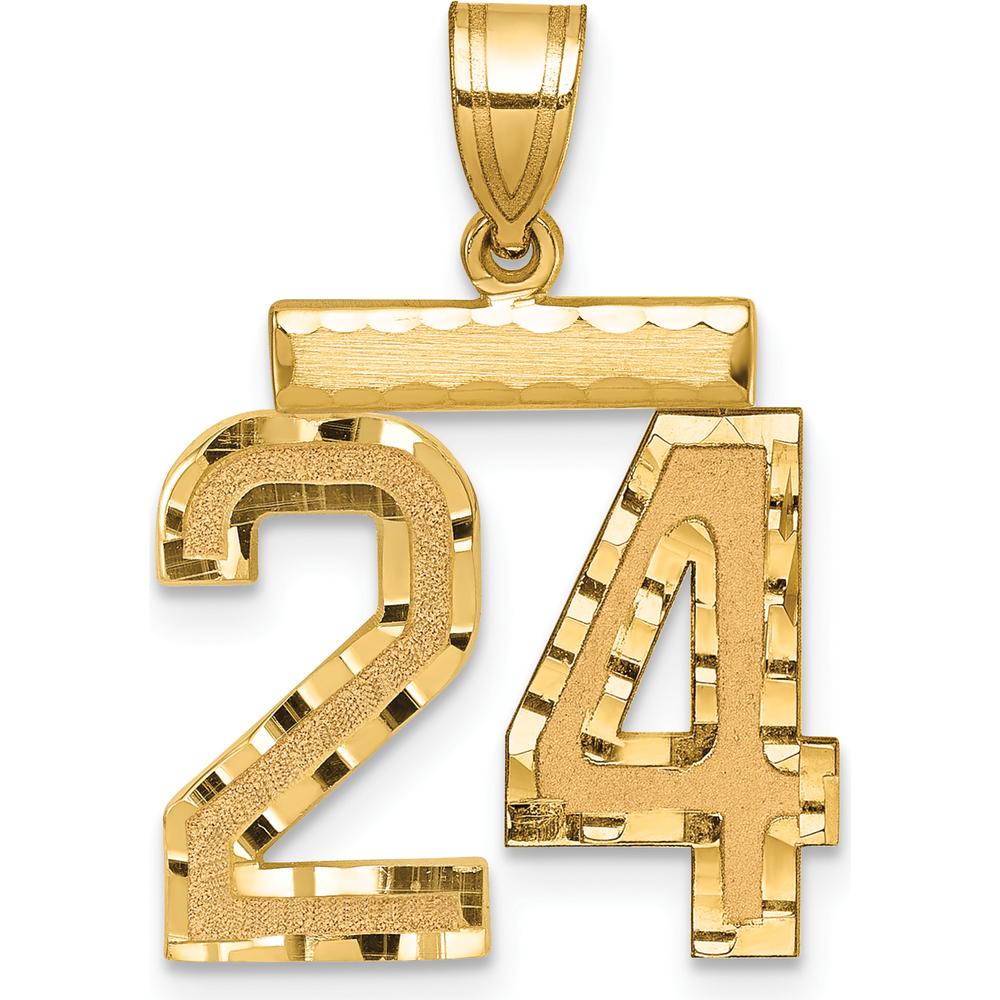 14K Yellow Gold Medium Diamond-Cut Number 24 Pendant Charm by Oro Pregiato