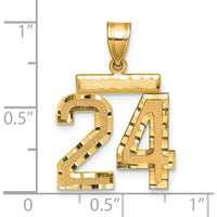 14K Yellow Gold Medium Diamond-Cut Number 24 Pendant Charm by Oro Pregiato