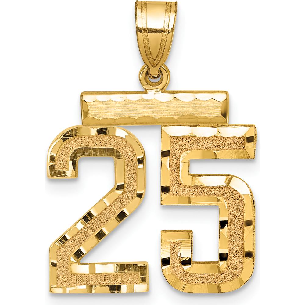 14K Yellow Gold Medium Diamond-Cut Number 25 Pendant by Oro Pregiato