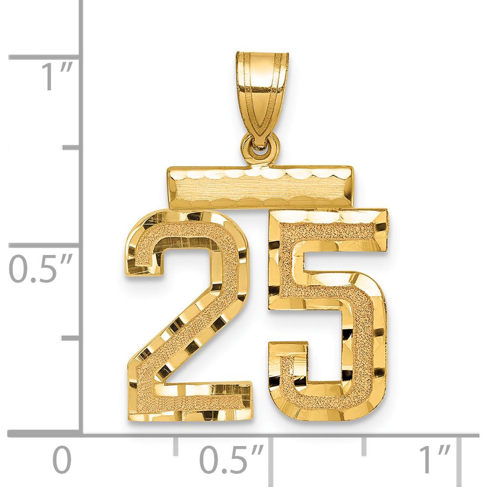 14K Yellow Gold Medium Diamond-Cut Number 25 Pendant by Oro Pregiato