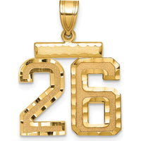 14K Yellow Gold Medium Diamond-Cut Number 26 Pendant by Oro Pregiato