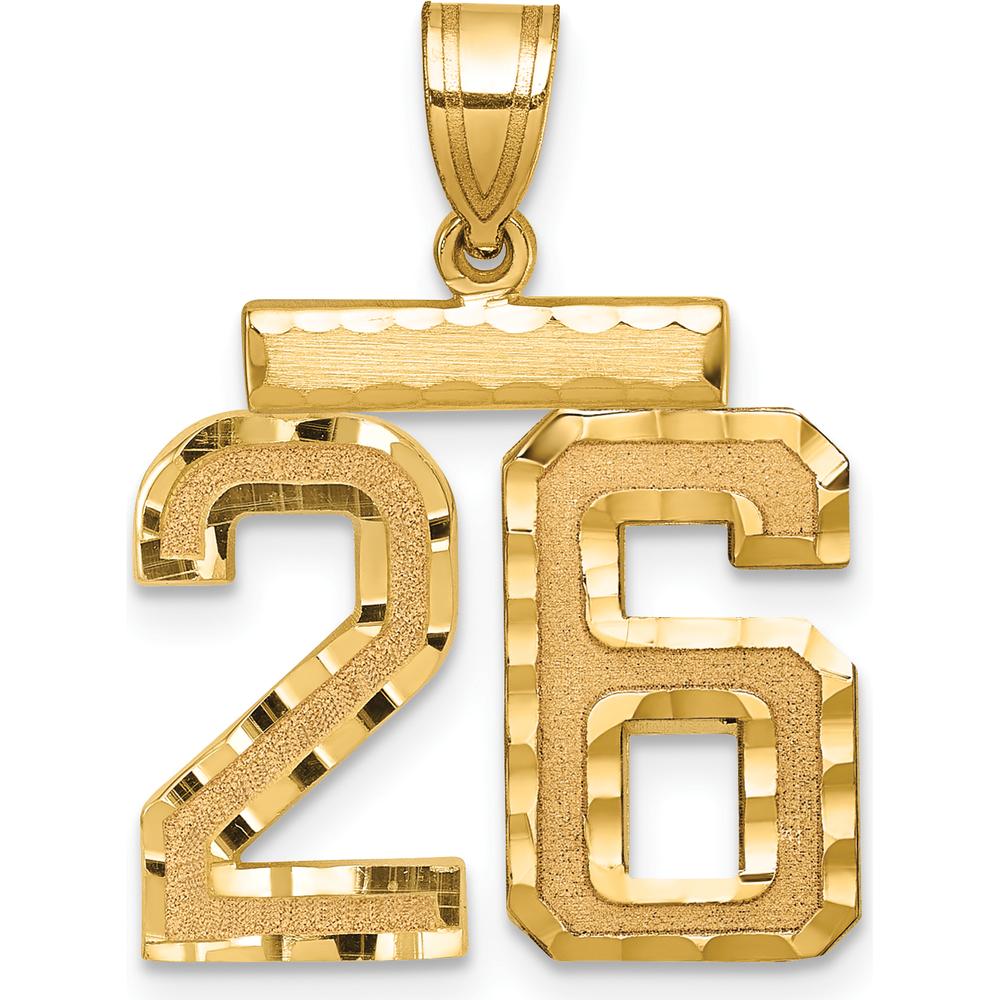 14K Yellow Gold Medium Diamond-Cut Number 26 Pendant by Oro Pregiato
