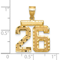 14K Yellow Gold Medium Diamond-Cut Number 26 Pendant by Oro Pregiato