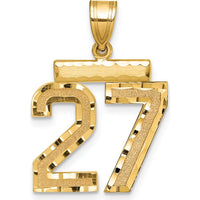 14K Yellow Gold Medium Diamond-Cut Number 27 Pendant Charm by Oro Pregiato