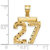 14K Yellow Gold Medium Diamond-Cut Number 27 Pendant Charm by Oro Pregiato