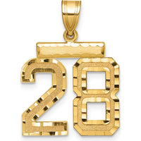 14K Yellow Gold Medium Diamond-Cut Number 28 Pendant Charm by Oro Pregiato