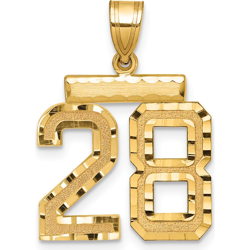 14K Yellow Gold Medium Diamond-Cut Number 28 Pendant Charm by Oro Pregiato