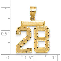 14K Yellow Gold Medium Diamond-Cut Number 28 Pendant Charm by Oro Pregiato