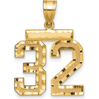 14K Yellow Gold Medium Diamond-Cut Number 32 Pendant by Oro Pregiato