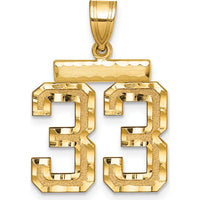 14K Yellow Gold Medium Diamond-Cut Number 33 Pendant Charm by Oro Pregiato