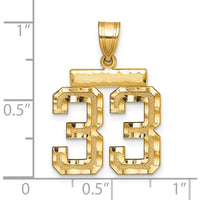 14K Yellow Gold Medium Diamond-Cut Number 33 Pendant Charm by Oro Pregiato