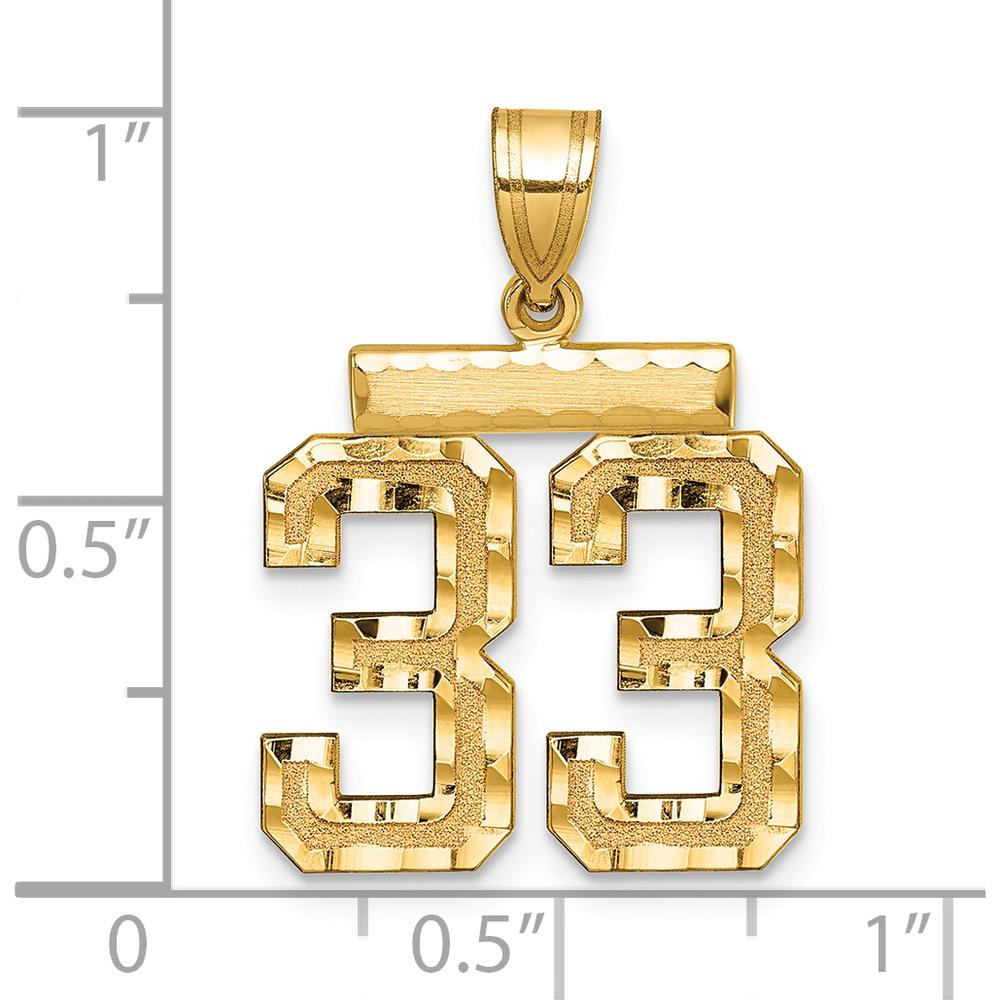 14K Yellow Gold Medium Diamond-Cut Number 33 Pendant Charm by Oro Pregiato