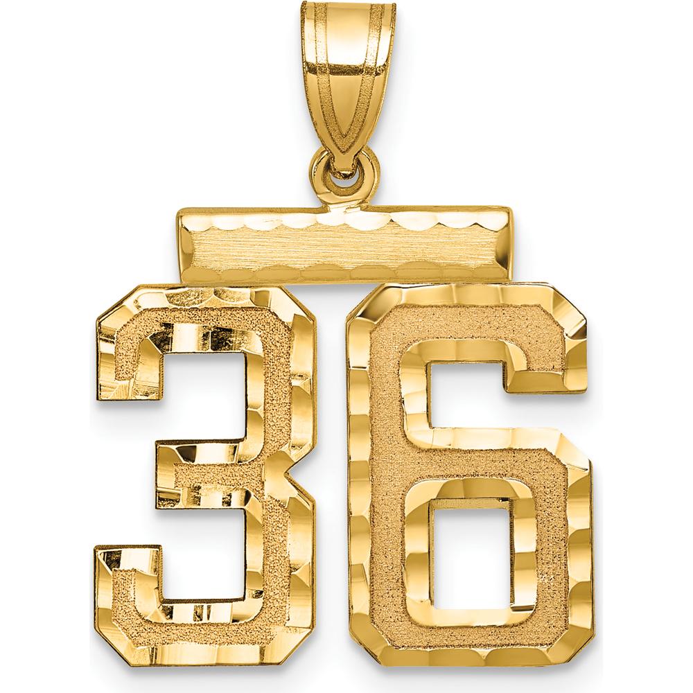 14K Yellow Gold Medium Diamond-Cut Number 36 Pendant by Oro Pregiato