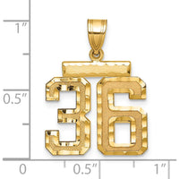 14K Yellow Gold Medium Diamond-Cut Number 36 Pendant by Oro Pregiato