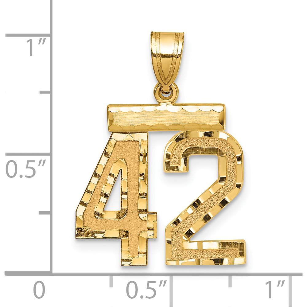 14K Yellow Gold Medium Diamond-Cut Number 42 Pendant Charm by Oro Pregiato