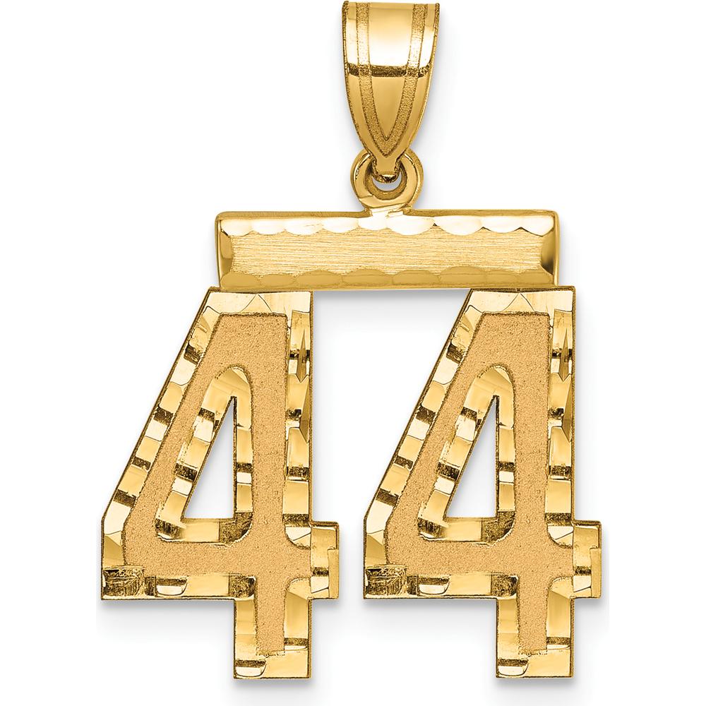 14K Yellow Gold Medium Diamond-Cut Number 44 Pendant Charm by Oro Pregiato