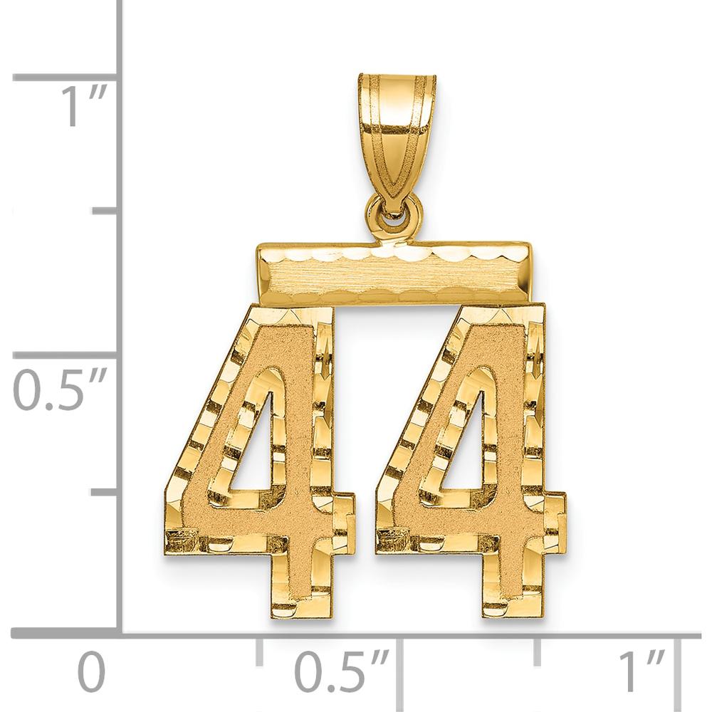 14K Yellow Gold Medium Diamond-Cut Number 44 Pendant Charm by Oro Pregiato