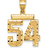 14K Yellow Gold Medium Diamond-Cut Number 54 Pendant Charm by Oro Pregiato