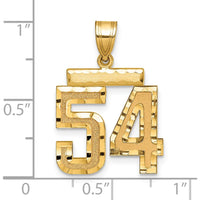 14K Yellow Gold Medium Diamond-Cut Number 54 Pendant Charm by Oro Pregiato