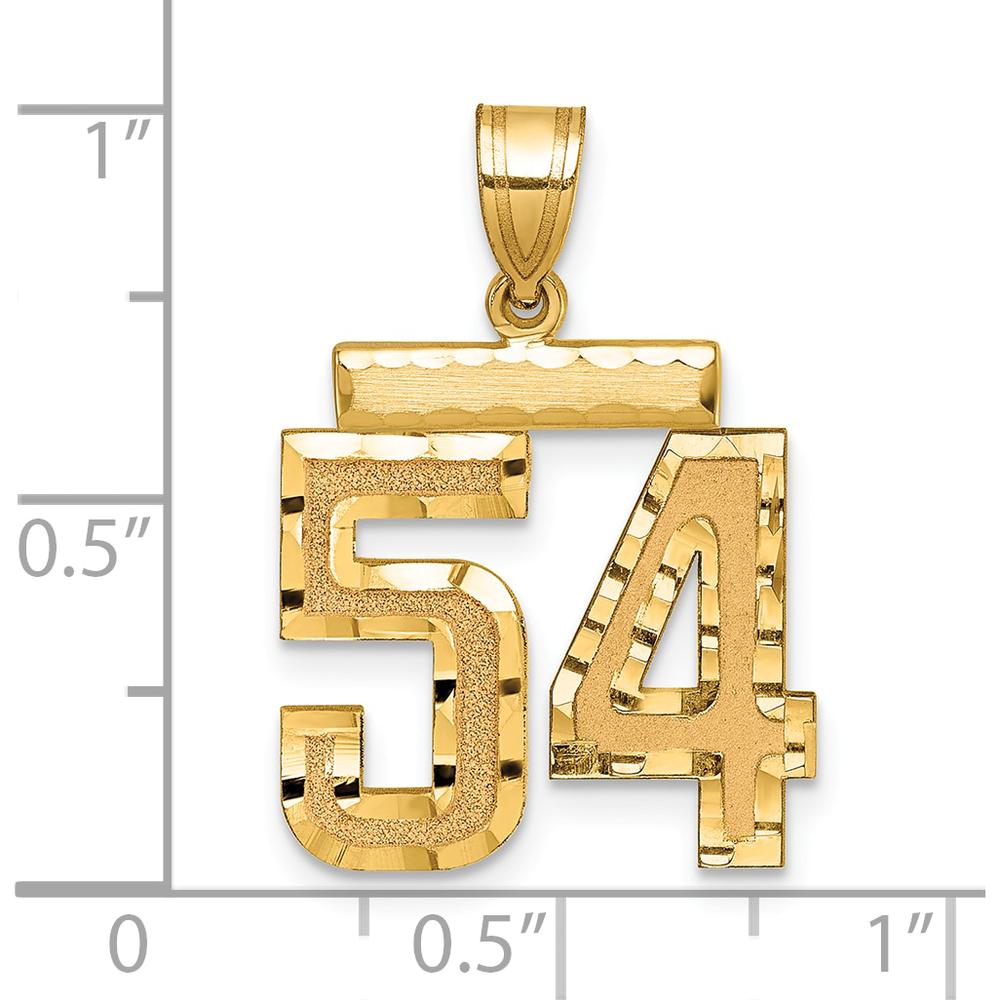 14K Yellow Gold Medium Diamond-Cut Number 54 Pendant Charm by Oro Pregiato