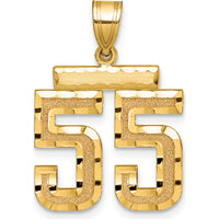 14K Yellow Gold Medium Diamond-Cut Number 55 Pendant Charm by Oro Pregiato