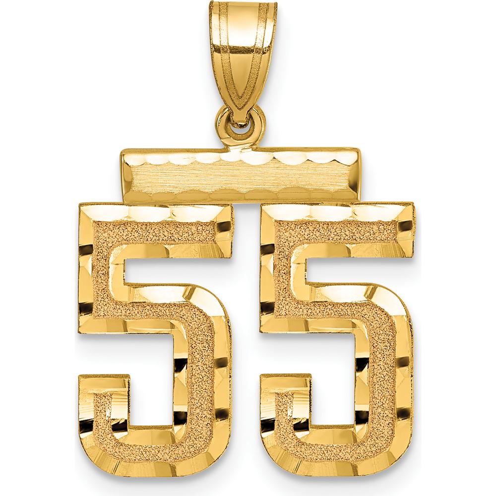 14K Yellow Gold Medium Diamond-Cut Number 55 Pendant Charm by Oro Pregiato