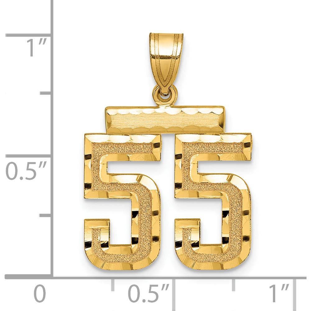 14K Yellow Gold Medium Diamond-Cut Number 55 Pendant Charm by Oro Pregiato
