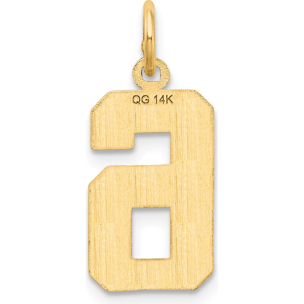 14K Yellow Gold Medium Diamond-Cut Number 6 Charm - Polished Finish by Oro Pregiato