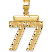 14K Yellow Gold Medium Diamond-Cut Number 77 Charm - Polished Finish by Oro Pregiato
