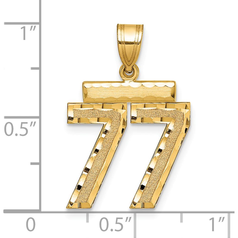 14K Yellow Gold Medium Diamond-Cut Number 77 Charm - Polished Finish by Oro Pregiato