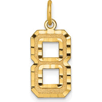 14K Yellow Gold Medium Diamond-Cut Number 8 Charm with Polished Finish by Oro Pregiato