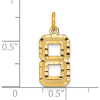 14K Yellow Gold Medium Diamond-Cut Number 8 Charm with Polished Finish by Oro Pregiato