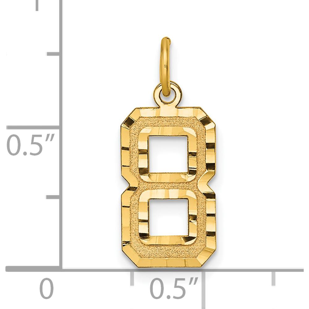 14K Yellow Gold Medium Diamond-Cut Number 8 Charm with Polished Finish by Oro Pregiato