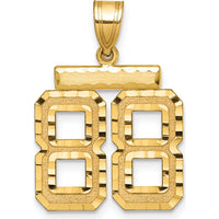 14K Yellow Gold Medium Diamond-Cut Number 88 Pendant Charm by Oro Pregiato