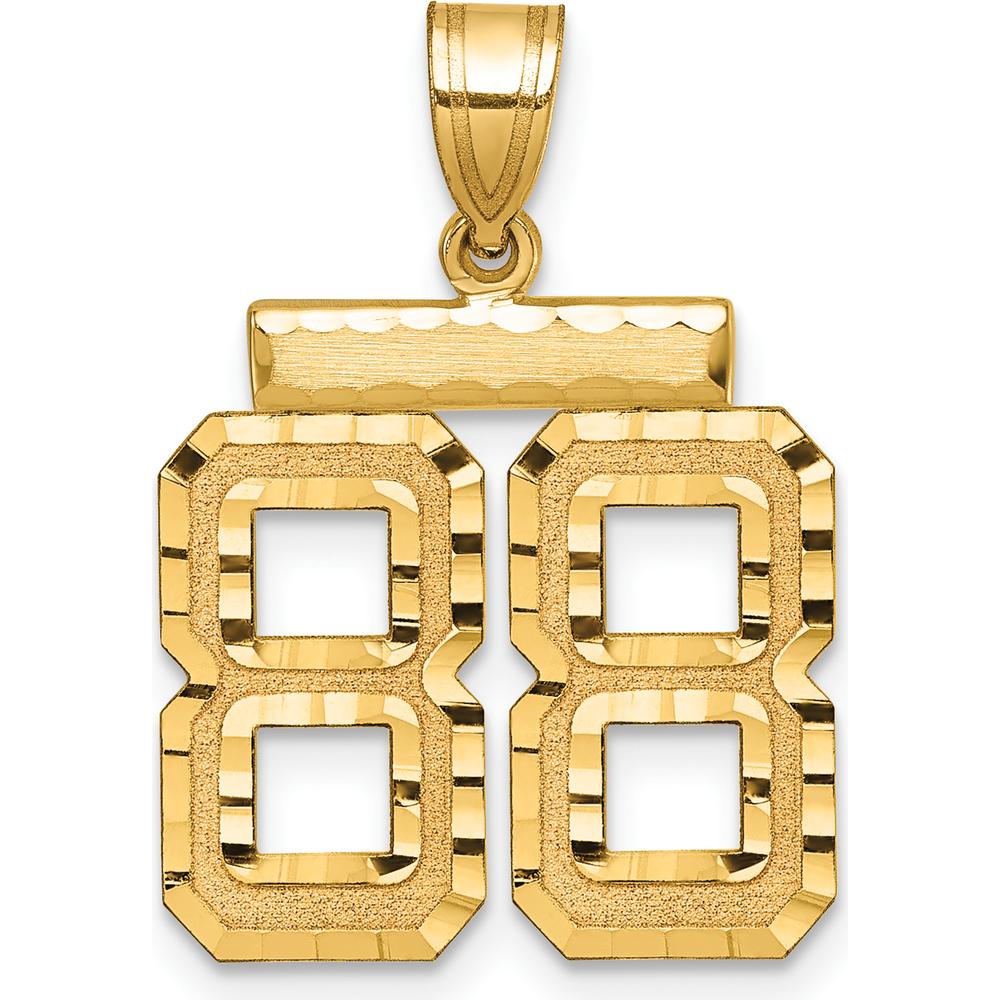 14K Yellow Gold Medium Diamond-Cut Number 88 Pendant Charm by Oro Pregiato