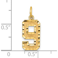 14K Yellow Gold Medium Diamond-Cut Number 9 Pendant Charm by Oro Pregiato