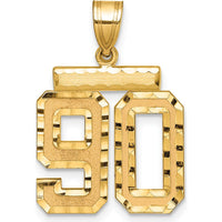 14K Yellow Gold Medium Diamond-Cut Number 90 Pendant Charm by Oro Pregiato