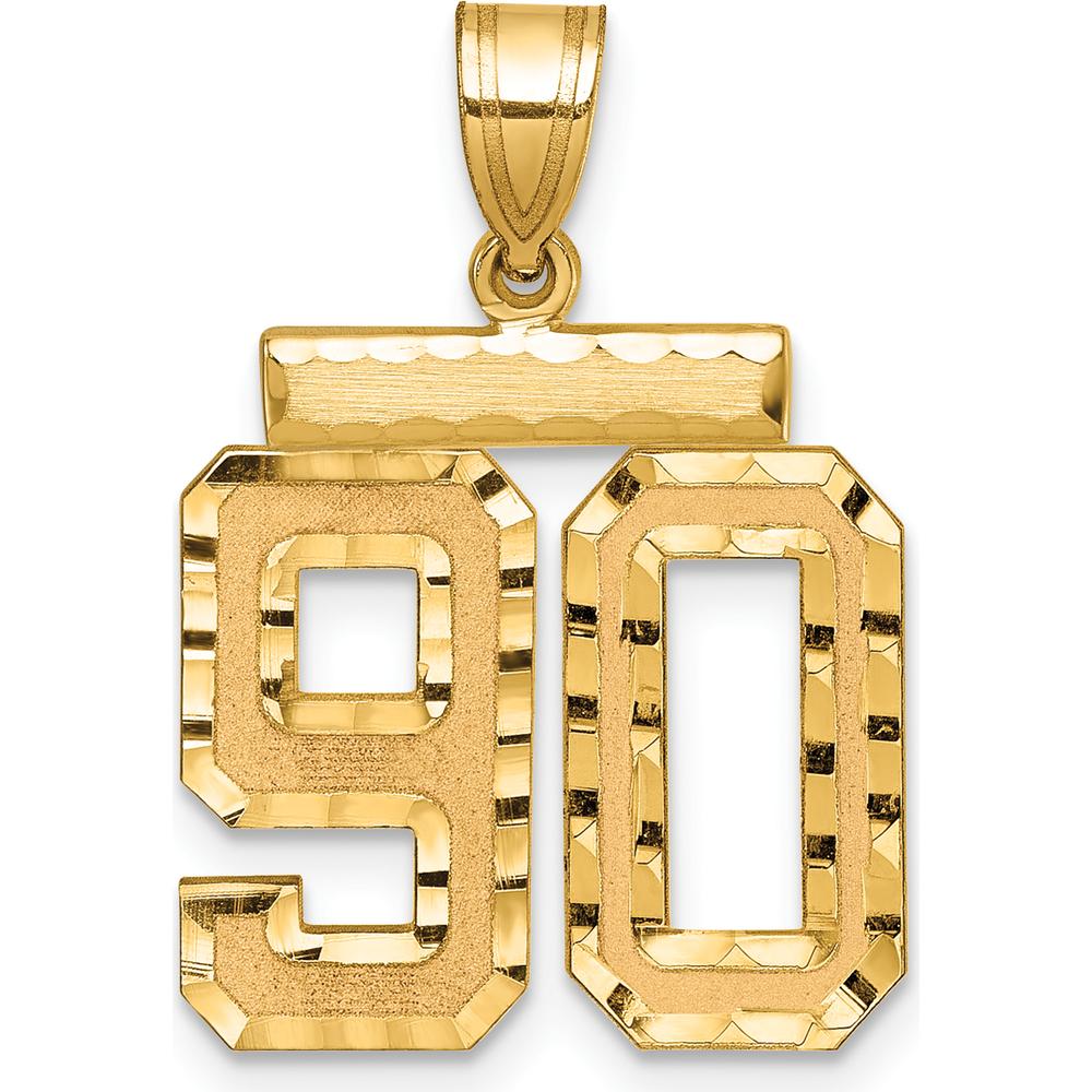 14K Yellow Gold Medium Diamond-Cut Number 90 Pendant Charm by Oro Pregiato