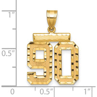 14K Yellow Gold Medium Diamond-Cut Number 90 Pendant Charm by Oro Pregiato