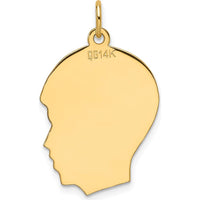 14K Yellow Gold Medium Engravable Boy Head Charm - Polished Finish, 27.2mm Length by Oro Pregiato