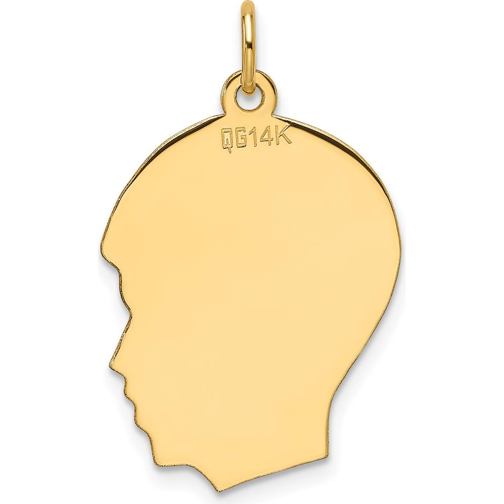 14K Yellow Gold Medium Engravable Boy Head Charm - Polished Finish, 27.2mm Length by Oro Pregiato