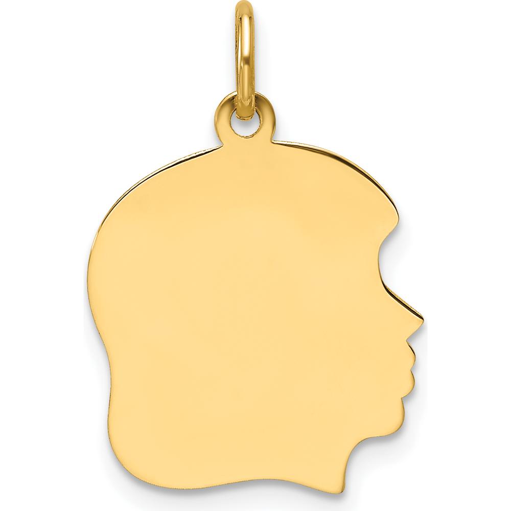 14K Yellow Gold Medium Engravable Girl Head Charm - 21.3mm Length by Oro Pregiato
