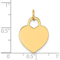 14K Yellow Gold Medium Engravable Heart Charm Pendant - Customizable Design by Oro Pregiato
