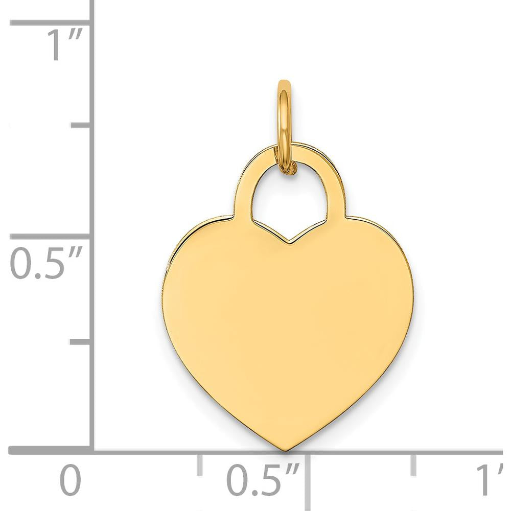 14K Yellow Gold Medium Engravable Heart Charm Pendant - Customizable Design by Oro Pregiato