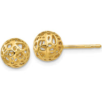 14K Yellow Gold Medium Fancy Ball Post Earrings by Oro Pregiato