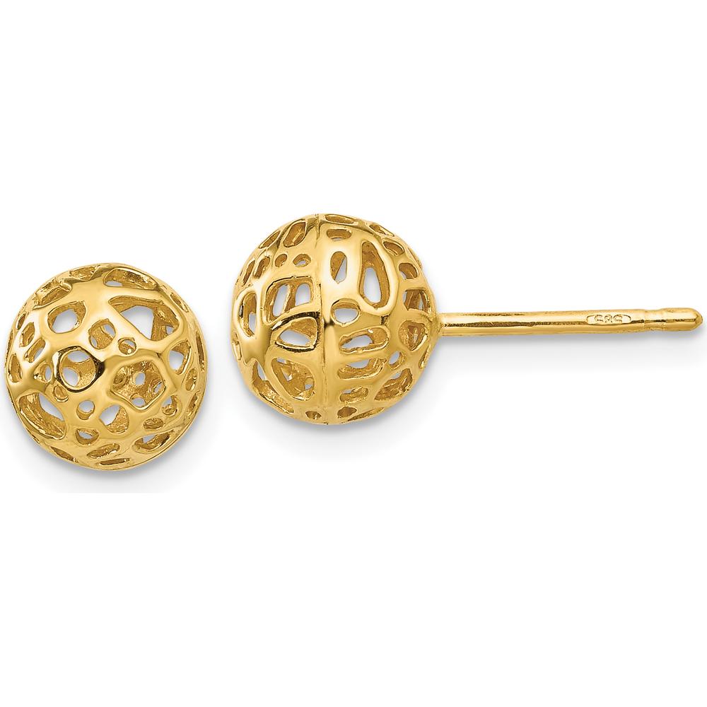 14K Yellow Gold Medium Fancy Ball Post Earrings by Oro Pregiato