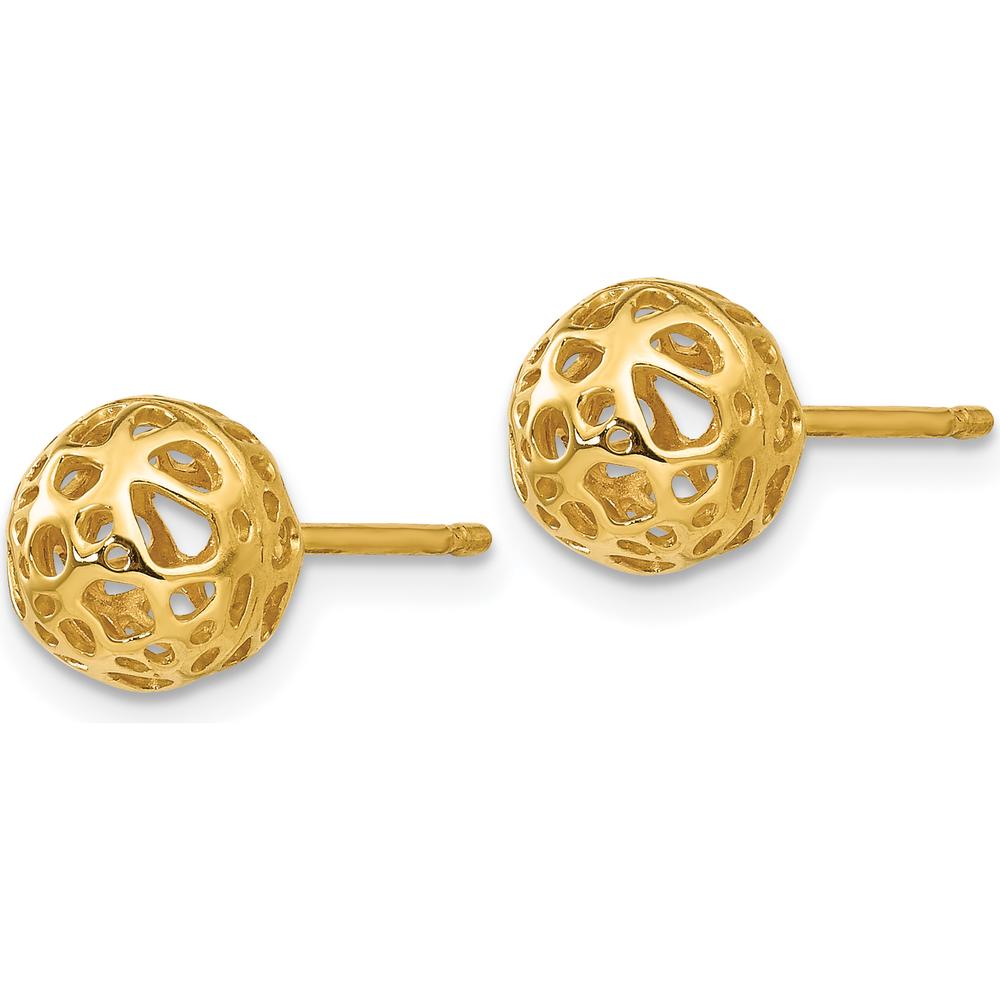 14K Yellow Gold Medium Fancy Ball Post Earrings by Oro Pregiato