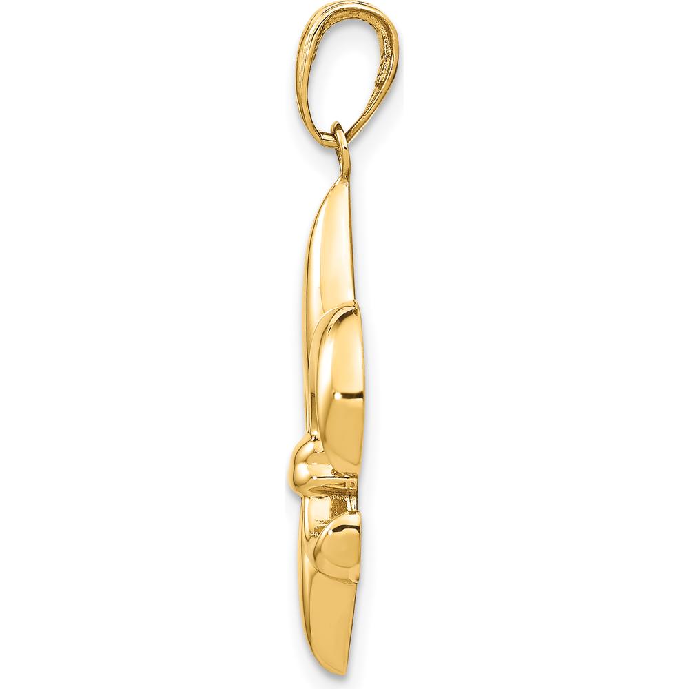 14K Yellow Gold Medium Fleur-de-Lis Pendant - Polished Concave Design by Oro Pregiato
