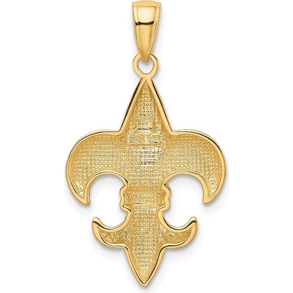 14K Yellow Gold Medium Fleur-de-Lis Pendant - Polished Concave Design by Oro Pregiato